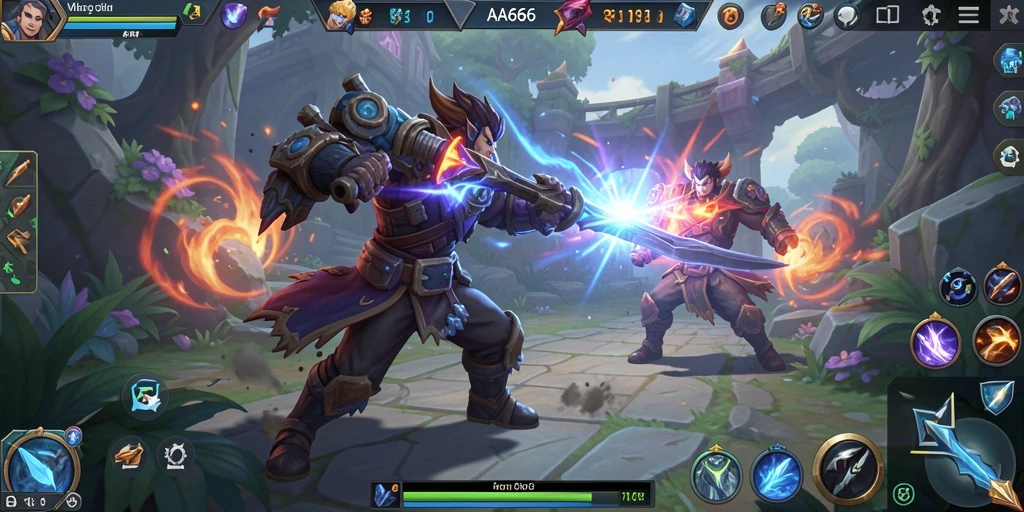 Tampilan gameplay seru dan strategi keren dalam AA666 MOBA.