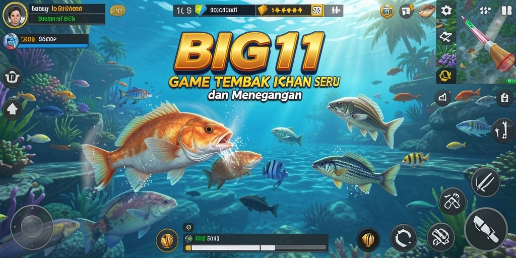 Tampilan penuh aksi dari gameplay Tembak Ikan BIG11.