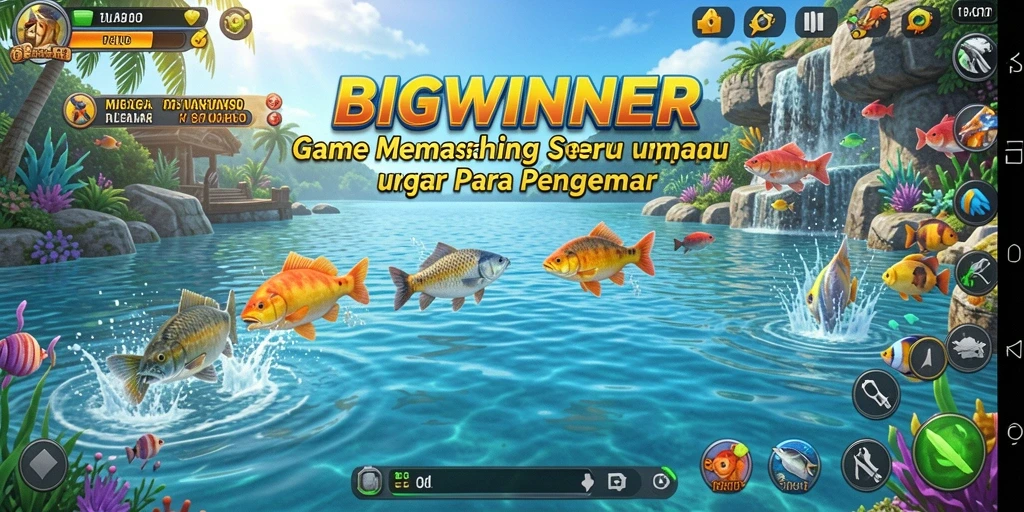 Gameplay BIGWINNER yang menarik saat menangkap ikan.