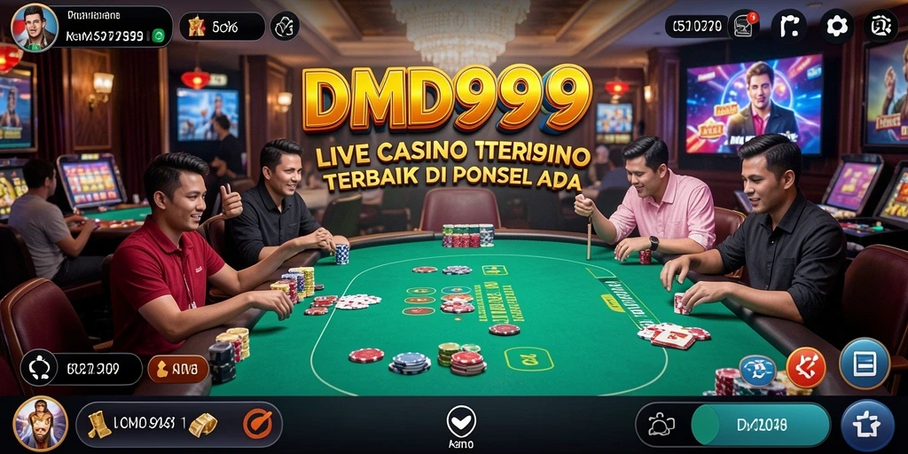 Screenshot DMD999 menampilkan dealer langsung di meja permainan Live Casino.