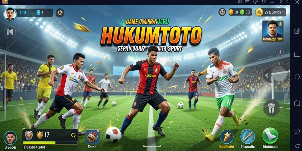 Tampilan gameplay HUKUMTOTO yang penuh aksi di arena olahraga.