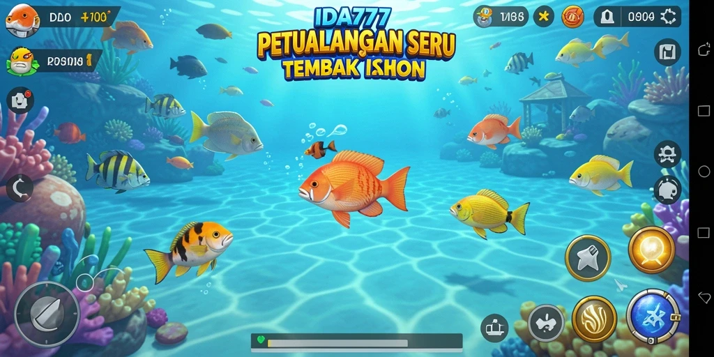 Screenshot dari gameplay menegangkan di IDA777 dengan aksi menembak ikan.