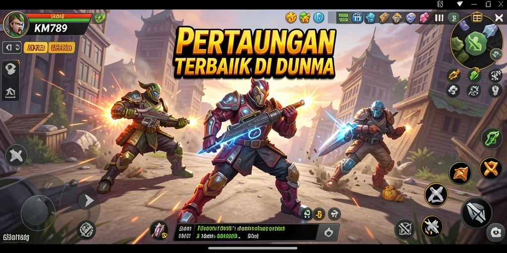 Screenshot gameplay KM789 yang menampilkan aksi pertarungan seru.