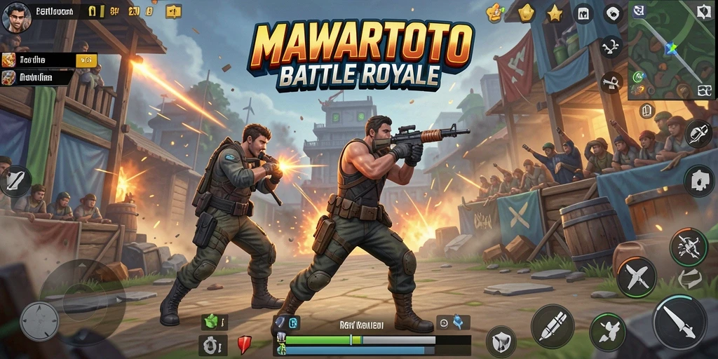 Tampilan gameplay seru dalam pertarungan Battle Royale MAWARTOTO.