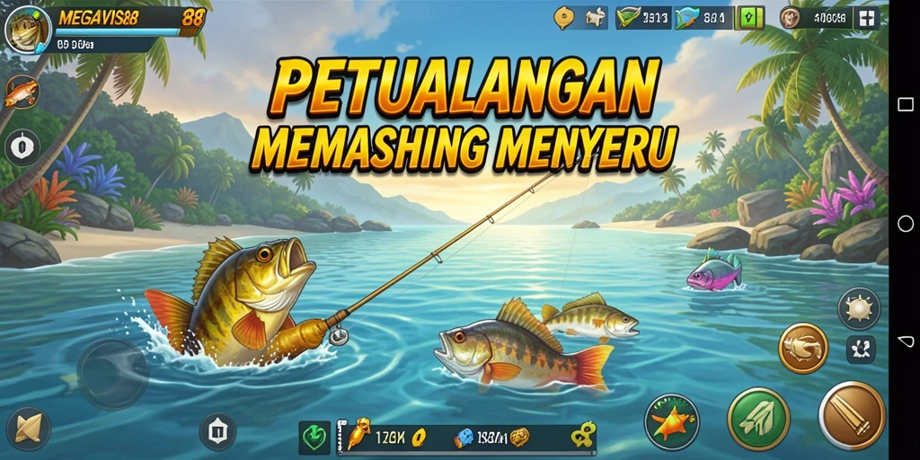 Tampilan gameplay MEGAVISA88 saat menangkap ikan di laut.