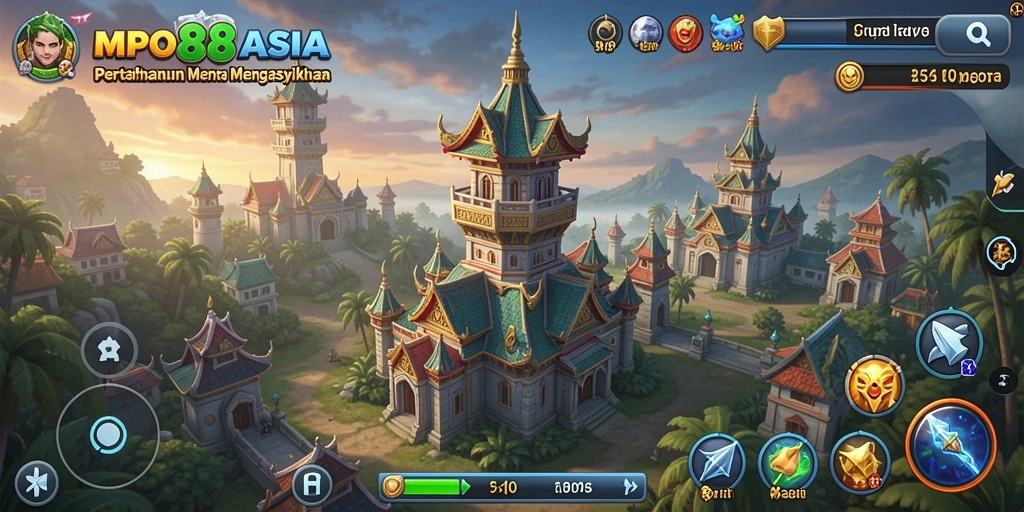 Screenshot utama MPO88ASIA menunjukkan aksi seru dalam permainan Tower Defense.