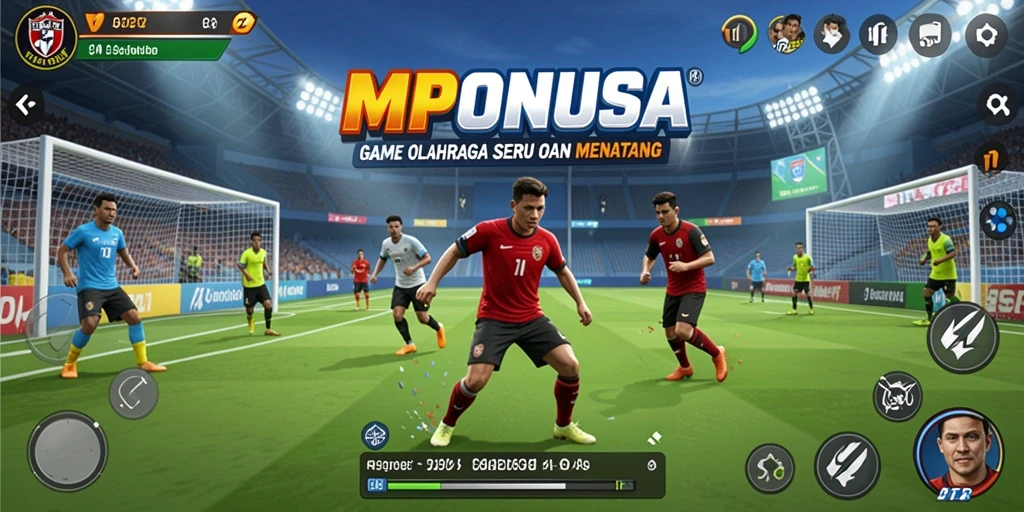 Tampilan gameplay seru dari MPONUSA yang menunjukkan aksi olahraga nyata.